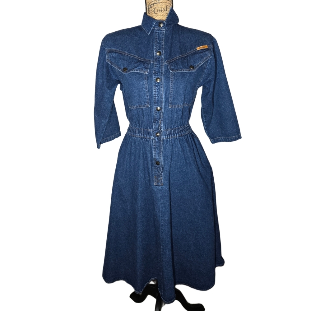 Vintage 80's Dreams Denim Button Down Long Dress